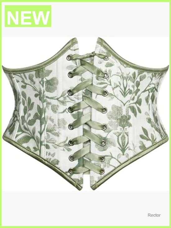 Floral Lace-Up Corset Belt, Zipper Back, Renaissance Medieval Pirate Costume main image 6